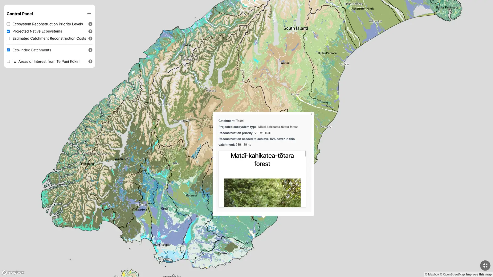 ecosystem reconstruction map eco index